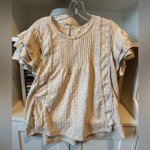 By Anthropologie Pintuck Lace Blouse